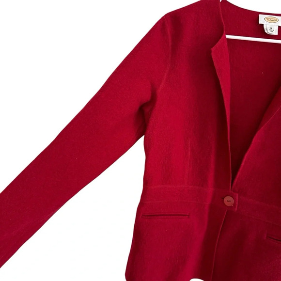 Talbots Red 100% Wool Blazer Jacket Long Sleeve Classic Preppy M - Picture 4 of 11
